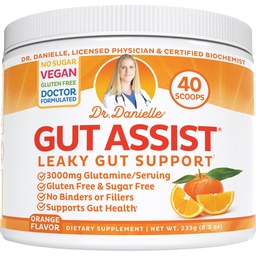 Leaky Gut Support Powder | L-Glutamine Gut Lining Formel | Gut Assist av Dr Danielle, Orange smak