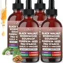 Defend Wormwood Black Walnut Cleanse for Humans Drops Liquid Soursop Garlic Pumpkin Seed PAU D'Arco Oil of Oregano Turmeric Berberine Neem Extract Hull Bark Tincture - 8 OZ