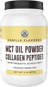 32oz Vanilla Keto MCT Powder + Collagen + Prebiotic Acacia Fiber. MCT Creamer. MCT Oil Powder från Coconuts. MCT Collagen Powder, Grass Fed, Perfekt för Keto, 0 Net Carb, Stevia, Erythritol