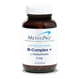MethylPro B-Complex + L-Methylfolate 5 mg - Metylerad vitamin B-komplex för kvinnor och män, cellulär energistöd med folat, Niacin och Biotin, VIT B-tillskott - 90 Vegan kapslar