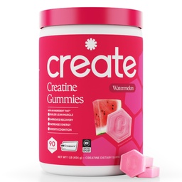 Skapa kreatinmonohydrat Gummies för män och kvinnor - öka fokus, styrka och uthållighet, anti-smältande formel, Vegan, glutenfri, icke-GMO, 1,5 Gram Creatine per Gummy (Watermelon, 90 ct)