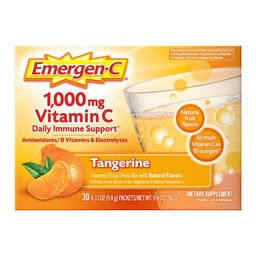 Emergen-C 1000mg Vitamin C Immune Support Powder Tangerine 30CT inkluderar Zink, Manganese, 7 B Vitaminer och Electrolytes för Back to School Essentials