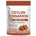 Tiuedu Ceylon Cinnamon Softgels with MCT Oil, Antioxidant & Digestive Wellness Support, Non-GMO, Gluten Free, 300 Softgels