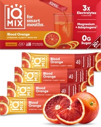 IQMIX Hydration Electrolyte Powder - 4-i-1 Formel för Hydration, Mental Clarity, Mood and Recovery - Sugar-Free Drink Mix, Keto, Magnesium L-Threonate, Lion's Mane - 20 Count Blood Orange