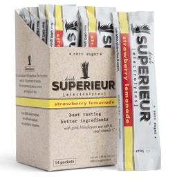 Superieur Electrolyte Powder Packets- Vegan Electrolyte Hydration Powder W/Sea Minerals- Keto Friendly, Non-GMO, Zero Sugar Electrolyte Supplement-Healthy Sports Drink-Strawberry Lemonade (14 Packets)