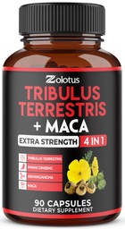 Zolotus Premium Tribulus Terrestris Capsules - Kombinerat med Ashwagandha, Panax Ginseng & Maca - 90 grejer för 3 månader