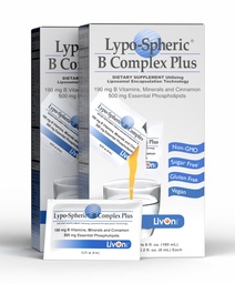 LivOn Laboratories Lypo-Spheric B Complex Plus – 30 Packets – 195 mg B Vitamins, Minerals & Cinnamon Per Packet – Liposome Encapsulated for Maximum Bioavailability – 2 Pack