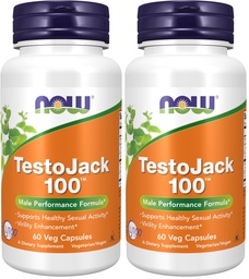 NOW Supplements, TestoJackTM 100 med LJ100, ett Potent standardiserat extrakt av Tongkat Ali (Eurycoma longifolia), Tribulus och ZMA®, 60 Veg Capsules (Pack of 2)