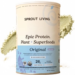 Sprout Living Plant Based Protein & Superfoods Powder, Original, Unflavored | Organisk proteinpulver, Vegan, Non Dairy, Non-GMO, Gluten Free, Sugar Free, Perfect Keto Drink Mix (2 lb)