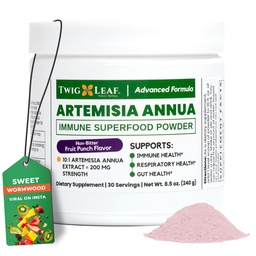 Artemisia Annua Sweet Wormwood Herbal Powder | Leaf Extract Brain Supports | Artemisinin Supplement | Sweet Wormwood Organic Extract | Non-GMO, Vegan, Gluten-Free | 30 Servings / 8,5 Oz (240g)