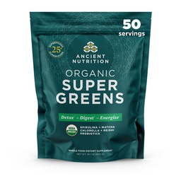 Forntida näring Super Greens Powder, organisk superfood pulver med probiotika Made med Spirulina, Chlorella, Matcha och Digestive Enzymes, 50 portioner, 14,1 oz