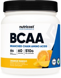 Nutricost BCAA Powder (Orange Mango, 60 portioner) - 2:1:1 Optimal Ratio, Gluten Free, Non-GMO, Vegetarian