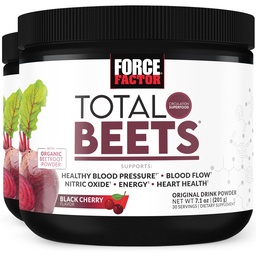FORCE FACTOR Total Beets Superfood Beet Root Powder 2-Pack, Nitrater för att stödja cirkulation, blodflöde, kväveoxid, energi, uthållighet, Stamina, Cardiovascular Heart Health Supplement, 60 portioner