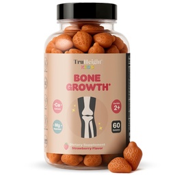 TruHeight Kids Bone Growth Gummies (Strawberry, Ages 2+) All Natural Kids & Toddler Vitaminer - Vitamin D, Calcium, K2, Magnesium Multivitamin - Naturlig tillväxt och utveckling, bygger starka ben, Vegan