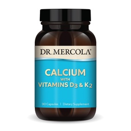 Dr Mercola Calcium med vitaminer D3 & K2 - Stöder Bone & Heart Health * - Kalcium med vitaminer D3 & K2 - Eggshell-Derived - Non-GMO, Gluten-Free & Soy Free - 90 kapslar (90 portioner)