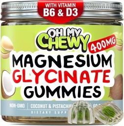 Center-Filled Magnesium Glycinate Gummies 400MG - Hög Absorption för barn, tonåringar och vuxna - Tillägg för sömn, lugn och muskelavkoppling med B6 & D3 - Gluten Free & Vegan Friendly - 120 greve
