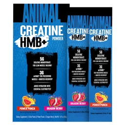 Animal Creatine HMB Powder – 3g myHMB + 5g Creatine with Electrolytes for Recovery & Daily Energy – Power Punch (3) and Dragon Berry (2) Single-Serve Stick Packs, 5 Servings