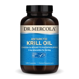 Dr Mercola Antarctic Krill Oil, 1000 mg per servering, Omega-3 Supplement med EPA, DHA, Phospholipids & Astaxanthin, stöder hjärta, hjärna och immun hälsa, icke-GMO, Soy-Free, 180 kapsel (90 Servering)