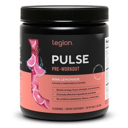 LEGION Pulse Pre Workout - All Natural Nitric Oxide Preworkout Drink för att öka energi, kreatinfri, naturligt sötad, Beta Alanine, Citrulline, Alpha GPC (Pink Lemonade)