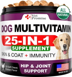 Hund Multivitamin Chewable med Glukosamin - Hund Vitaminer och tillägg - Senior & Puppy Multivitamin för hundar - Pet Joint Support Health - Immunity - Mobilitet - Energi - Gut - Hud - 120 Chews