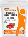 BulkSupplements.com Organic Hawthorn Berry Extract Powder - Hawthorn Berry Supplement - Herbal & Gluten Free, 1g per Serving, 500g (1.1 lbs) (Pack of 1)