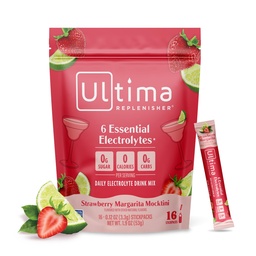 Ultima Replenisher Strawberry Margarita Electrolyte Packets, 16 Stickpacks | Daily Zero Sugar Powder Hydration Packets with 6 Key Electrolytes & Minerals - Sugar Free & Keto Friendly