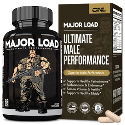 Major Load Testosteron Booster för män - Testosteron Supplement med Horny Goat Weed, Maca Root, & Tribulus Terrestris - Tongkat Ali Mäns energi, Stamina & Styrka - Test Booster 60 kapslar