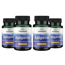 Swanson Apigenin-Bioflavonoid Supplement Natural Prostate Support-Metabolism & Nerve Health Support-Can Support Sleep & Relaxation 90 Caps, 50mg Varje 4 Pack