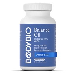 BodyBio Balance Oil - Vegan Omega 3 6 Supplement - Cold-Pressed Safflower & Flaxseed Oil - Stöder hjärnfunktion, hälsosam hud och humör