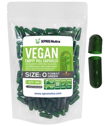 XPRS Nutra Size 0 Empty Capsules - 100 Count Empty Vegan Capsules - Vegetariska piller - DIY Vegetable Capsule Fyllning - Veggie Pill Caps för Do-It-Yourself Supplements (Forest Green)