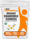 BulkSupplements.com Organic Chamomile Extract Powder - Herbal Supplement, Sourced from Chamomile Flowers - Vegan & Gluten Free, 800mg per Serving, 500g (1.1 lbs) (Pack of 1)
