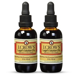J.CROW'S® Lugols lösning av jod 2% 2 uns (2 flaska) - Premium jod & kalium jodid flytande, gluten &, alkoholfri naturlig brine extrakt, ingen utgång