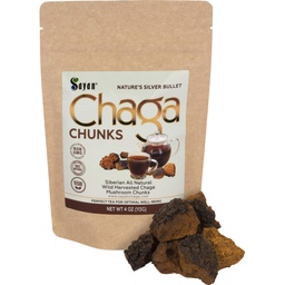 Sayan Siberian Pure Raw Chaga Mushroom Chunks med Black Top Crust 4 Oz / 113 g - Premium Wild-Harvested Antioxidant Tea för immunstöd, fokus och Digestive Health - Non-GMO