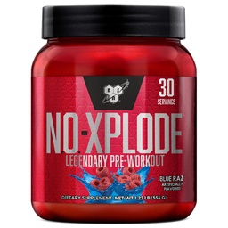 BSN N.O.-XPLODE Pre Workout Powder, Energy Supplement för män och kvinnor med kreatin och Beta-Alanine, smak: Blue Raz, 30 portioner