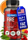 Fire Bullets Weight Loss Pills for Women & Men, Fat Burner GLP-1 Support, Appetite Suppressant, Diet Pills with Green Tea & Cayenne, 60 Capsules