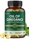 Oil of Oregano with Black Seed Oil Softgels, 5-in-1 Immune Support Formula with Ultra-High Potency Oregano Leaf Extract, 165mg Carvacrol & Thymoquinone, 180 Capsules
