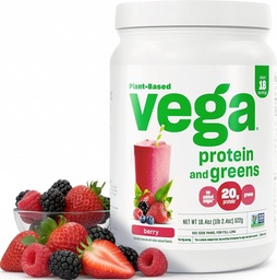 Vega Protein och Greens Protein Powder, Berry - 20g Plant Based Protein Plus Veggies, Vegan, Non GMO, Pea Protein för kvinnor och män, 1,2 lbs (Packaging May Vary)