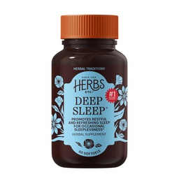 Herbs Etc. Deep Sleep Softgels - Herbal Sleep Support Supplement - Rest & Calming Support med Passionflower, Chamomile & Lemon Balm - 60 Softgels (60 portioner)