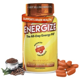 iSatori Energize Brain & Focus Caffeine Pills - Fast Acting All Day Energy Pills, Brain Booster, Energy and Focus Supplement, Time Release Caffeine Means No Jitters, No Crash (60 tabletter)
