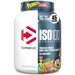 Dymatize x Fruity Pebbles ISO100 Whey Protein Powder Isolate, 25g Protein, 5,5 g BCAA, 120 Cal., Gluten Free, 1g Fat, 1g Sugar, 2g Carb (45 portioner)