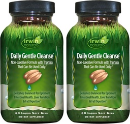 Irwin Naturals Daily Gentle Cleanse - 60 Liquid Soft-Gels, Pack of 2 - Non-Laxative Formel med Triphala