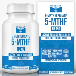 L-Methylfolate 15 MG, Optimized & Highly Bioactive Methyl Folate, 5-MTHF Supplement för humör och immunstöd, naturlig kosttillskott för energi, icke-GMO & Gluten-Free, 90 kapslar