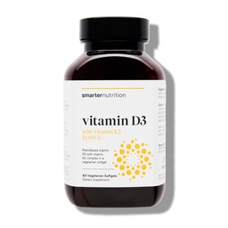 SMARTERNUTRITION Vegan Vitamin D3 5000 IE + Naturlig Vitamin K2 1100 mcg i organisk kokosnöt & olivolja - D3 K2 Supplement för Immune & Ben Support - 60 Softgels[30 Dag Supply]
