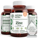 Natural Nutra Zinc Gluconate 50mg Supplement för Immune Support, främjar hudhälsa, ger enkelhet från influensa och kall, öka lärande och minne, förbättra smak och lukt, glutenfri 50mg 100 Vegan tabletter