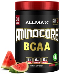 ALLMAX Nutrition AMINOCORE BCAA - 8G BCAAs - 100% Pure Branch Chained Amino Acids - Gluten Free - Vattenmelon - 315 Gram