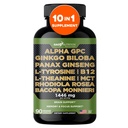 Gade Nutrition Alpha GPC + Ginkgo Biloba + Panax Ginseng + L- Tyrosine, L-Theanin, Bocopa Monnieri, Rhodiola Rosea, B12, MCT