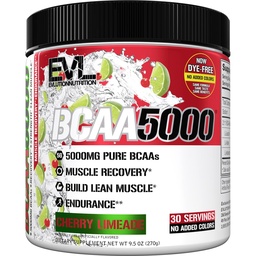 Evlution EVL BCAAs Amino Acids Powder - BCAA Powder Post Workout Recovery Drink och Stim Free Pre Workout Energy - 5g Branched Chain Amino Supplement för män - Cherry Limeade