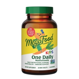 MegaFood Kids One Daily Multivitamin - Convenient Mini Multivitamin för barn - med Zink, Vitaminer C, B & D - Vegetarian, Gluten Free, Non GMO - 30 tabletter, 30 portioner