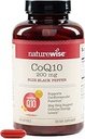 NatureWise CoQ10 200mg + Black Pepper Softgels - High Absorption Coenzyme Q10 + Black Pepper - Antioxidant för hjärthälsa + cellulär energi - Vegan, icke-GMO, Glutenfri - 200 greve[200-dagars leverans]