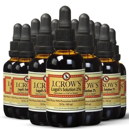 J.CROW'S® Lugols lösning av jod 2% 2 uns (12 flaskor) - Premium jod och kalium jodid flytande, gluten &, alkoholfri naturlig brine extrakt, ingen utgång